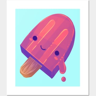 Pink Neon Juice Popsicle Posters and Art